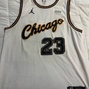 Jordan White Chicago Jersey with Black and Gold Accents